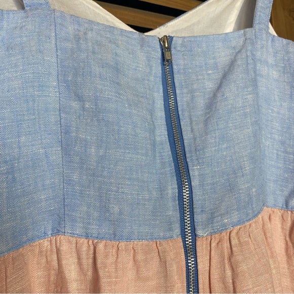 Cynthia Rowley pastel color blocked 100% LINEN cool airy mini sundress SZ-Small - Picture 4 of 8